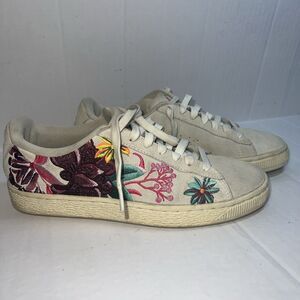 Puma Suede Hyper Emb Women's Shoes Whisper White-Orchid Size 8